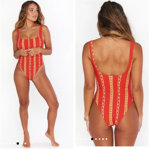 Show Me Your MuMu Red Italia Off the Chain Bathing Suit - Picture 2 of 16